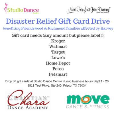 disaster relief gift card drive